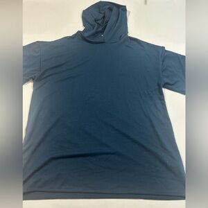 Lularoe Small Frankie Blue Hooded Short Sleeve Shirt